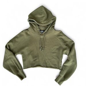 UGG Cropped Oversized Olive Green Fleece Hoodie